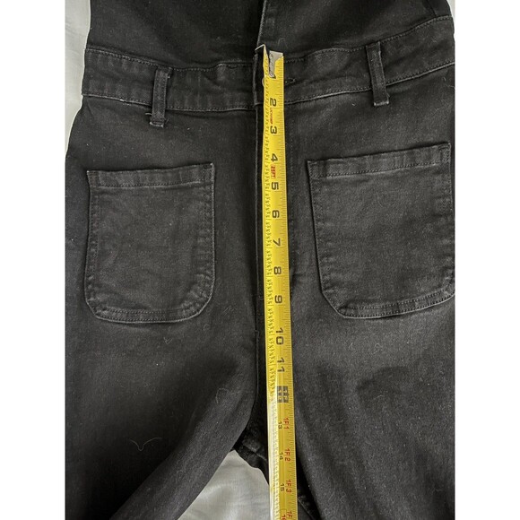 Nasty Gal Black Deep Plunging V Neck Denim Boilersuit Jumpsuit Edgy Grunge Sz 8 - Picture 13 of 15